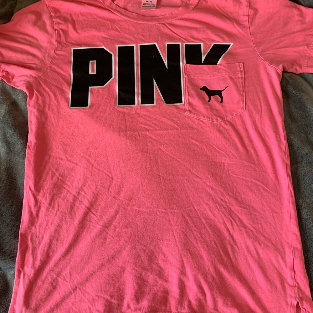 neon pink victoria’s secret “pink” tee